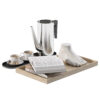 Coffee set 11 - tray pot cup books figurine